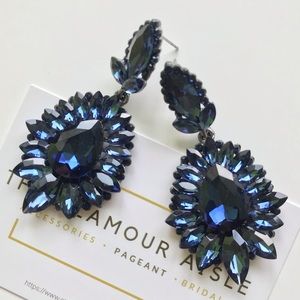 Dark blue Glamour Earnings pageant prom wedding